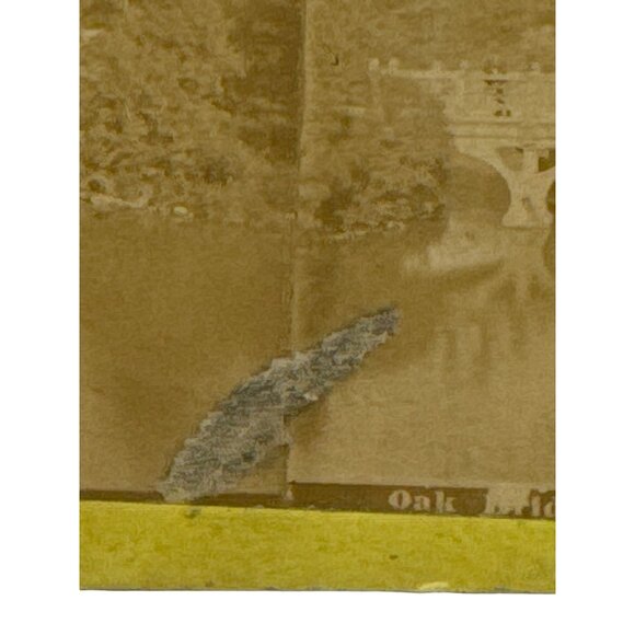 Antique Stereoscope Card Oak Bridge Central Park NY - Picture 3 of 5
